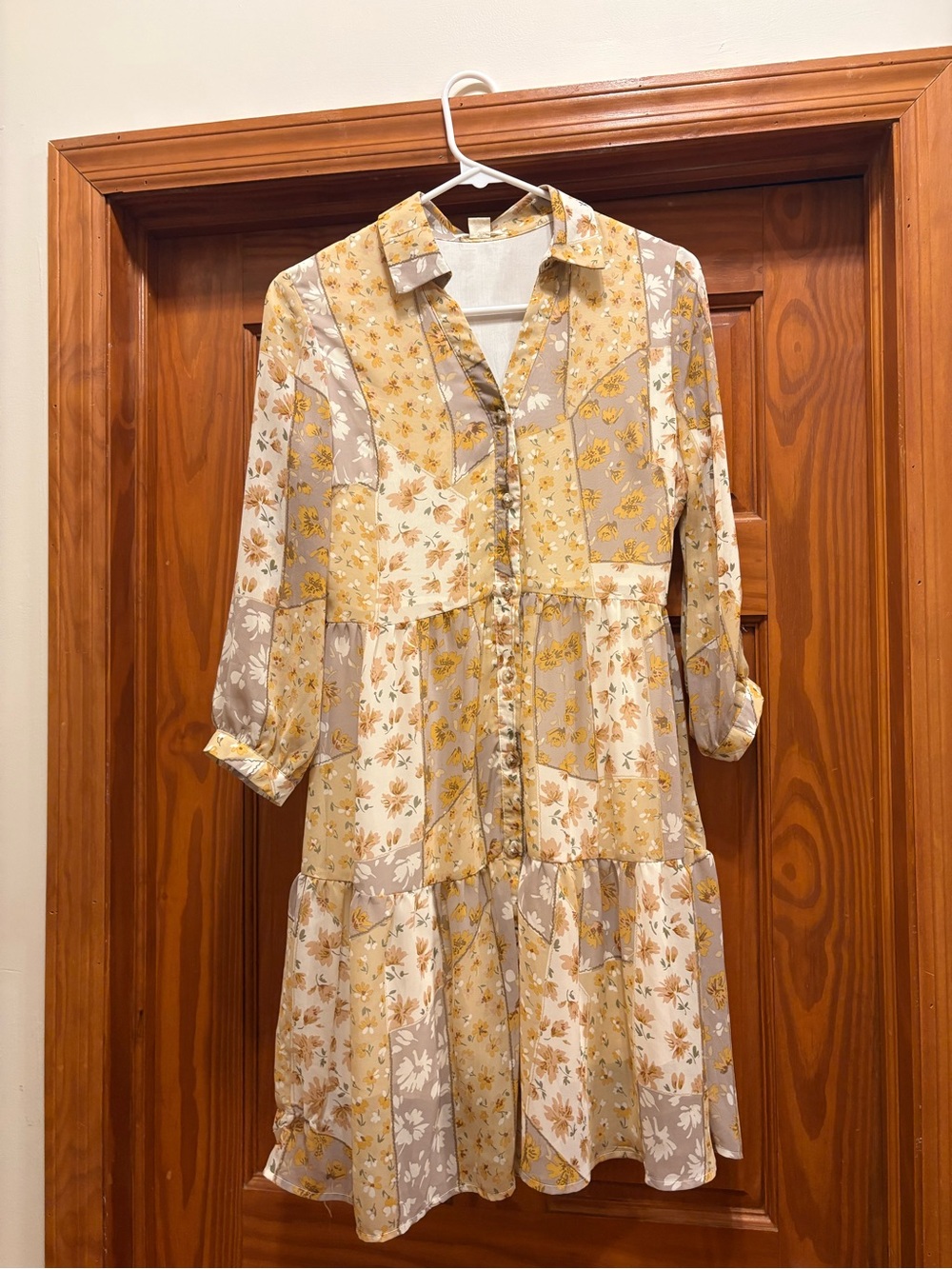 Roolee Yellow & Cream Floral Patchwork Dress